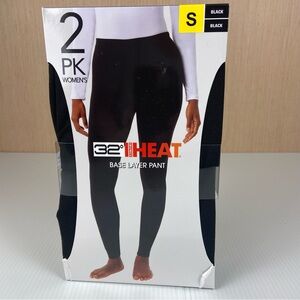 32 Degrees Heat Base Layer Pants Women’s Small Black 2-Pack Thermal NEW
